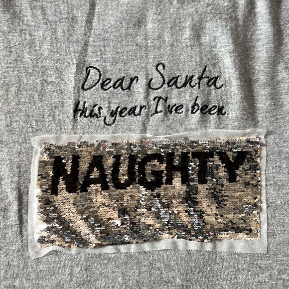 Rue21 Large Christmas Dear Santa Flip Sequins Naughty Nice Ugly Holiday Silver - Picture 3 of 10